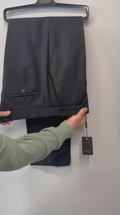 Pantalon classique noir  à ceinturon élastique sur les côtés, edition Premium - "morven"