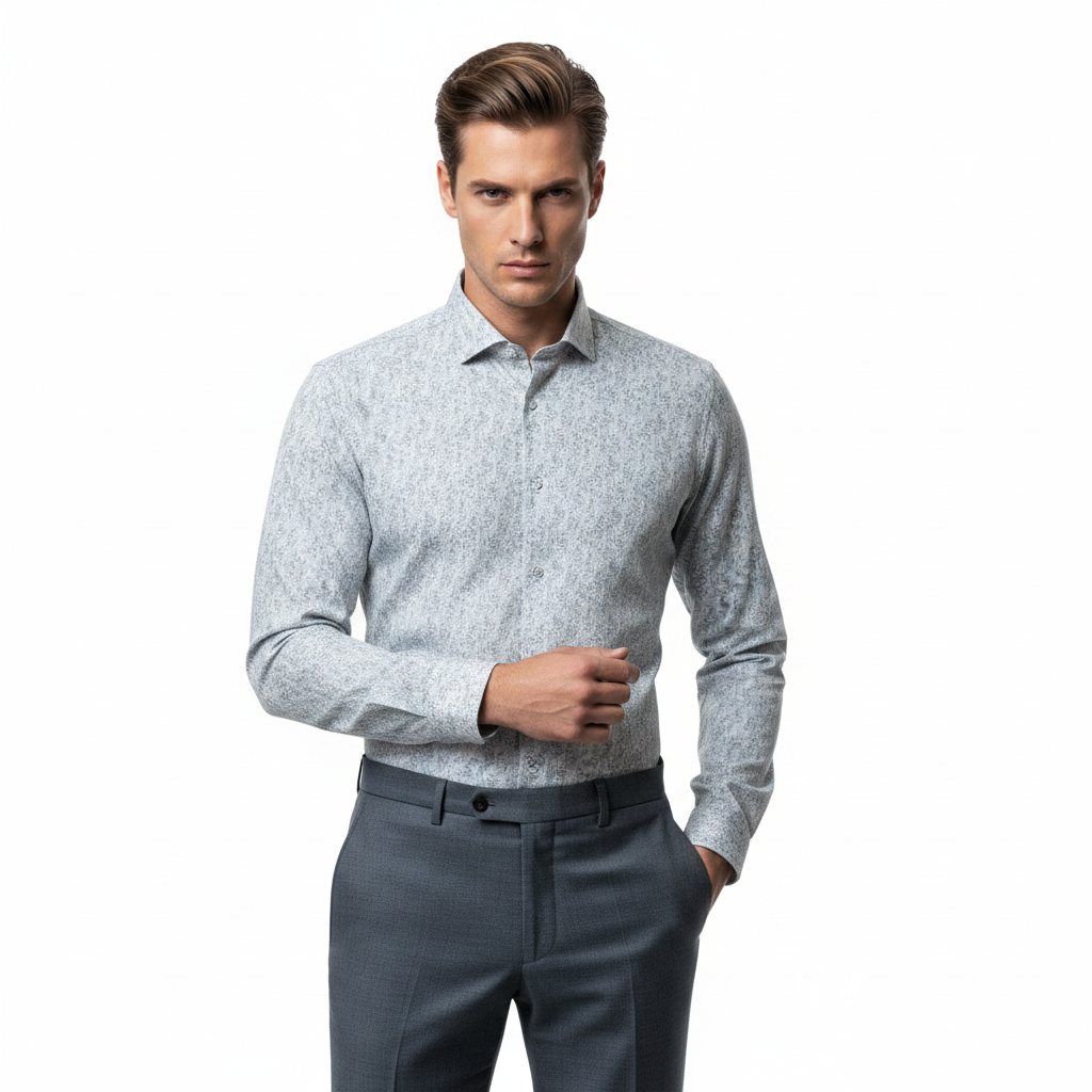 Chemise florale vert clair, en coton et lin, édition Platinium - "morven" morven