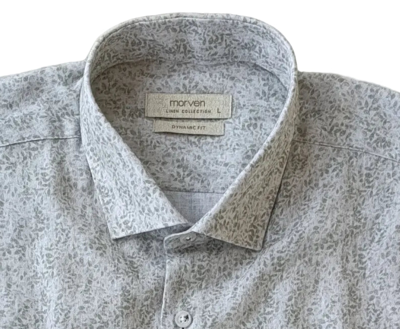 Chemise florale vert clair, en coton et lin, édition Platinium - "morven" morven