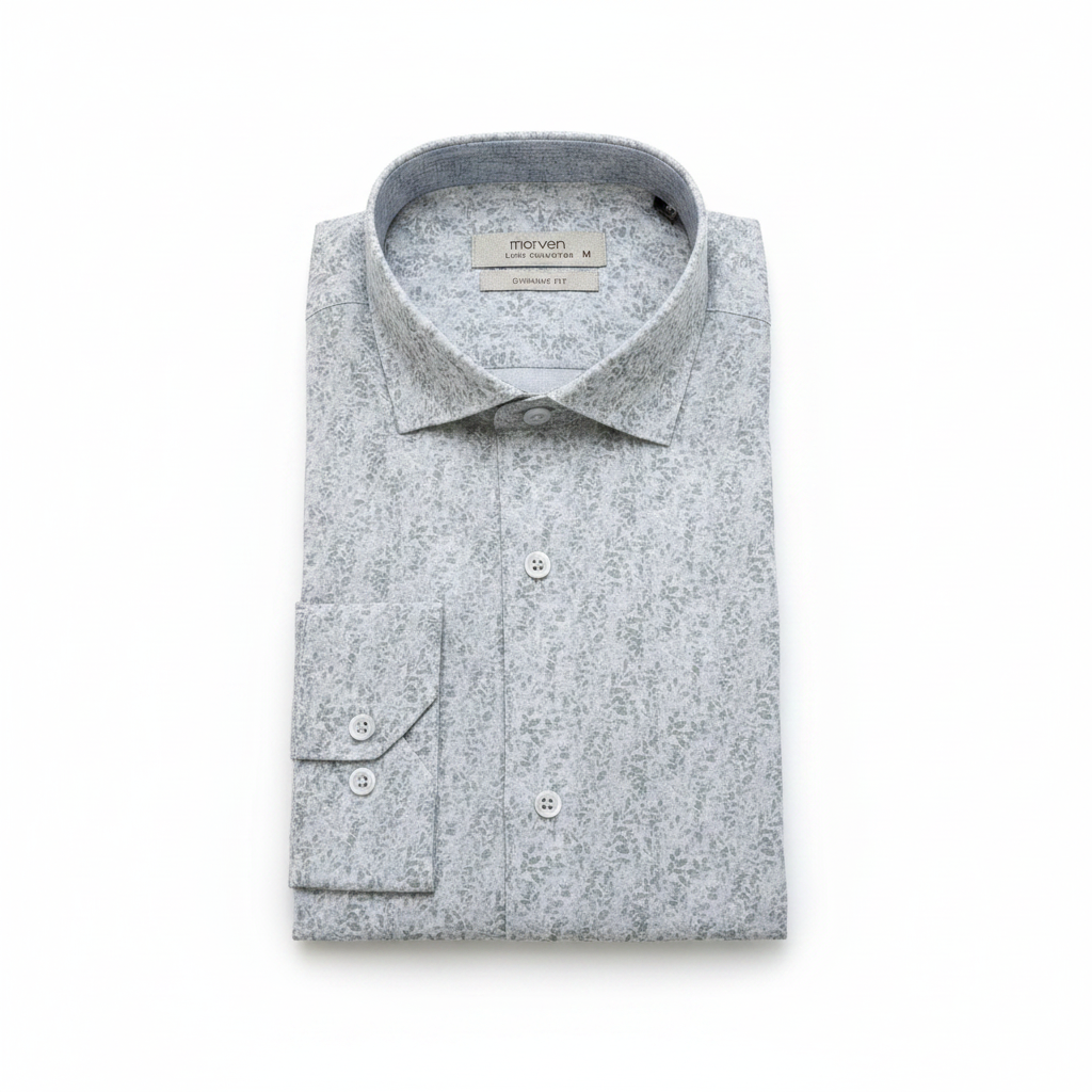 Chemise florale vert clair, en coton et lin, édition Platinium - "morven" morven