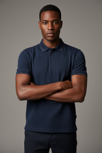 Polo en maille piquée bleu marine, édition Platinium – "morven"