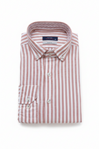 Chemise premium en coton, coupe slim à rayure marron clair, édition Platinium - "morven"