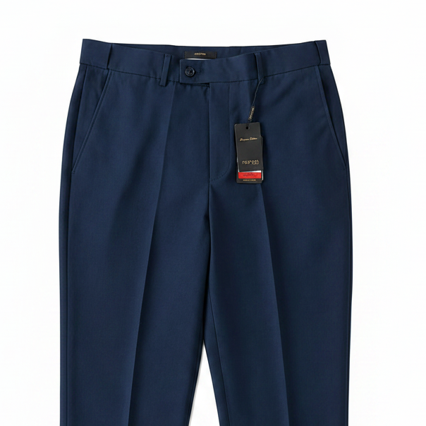 Pantalon classique bleu marine à ceinturon élastique sur les côtés, edition Premium- "morven"