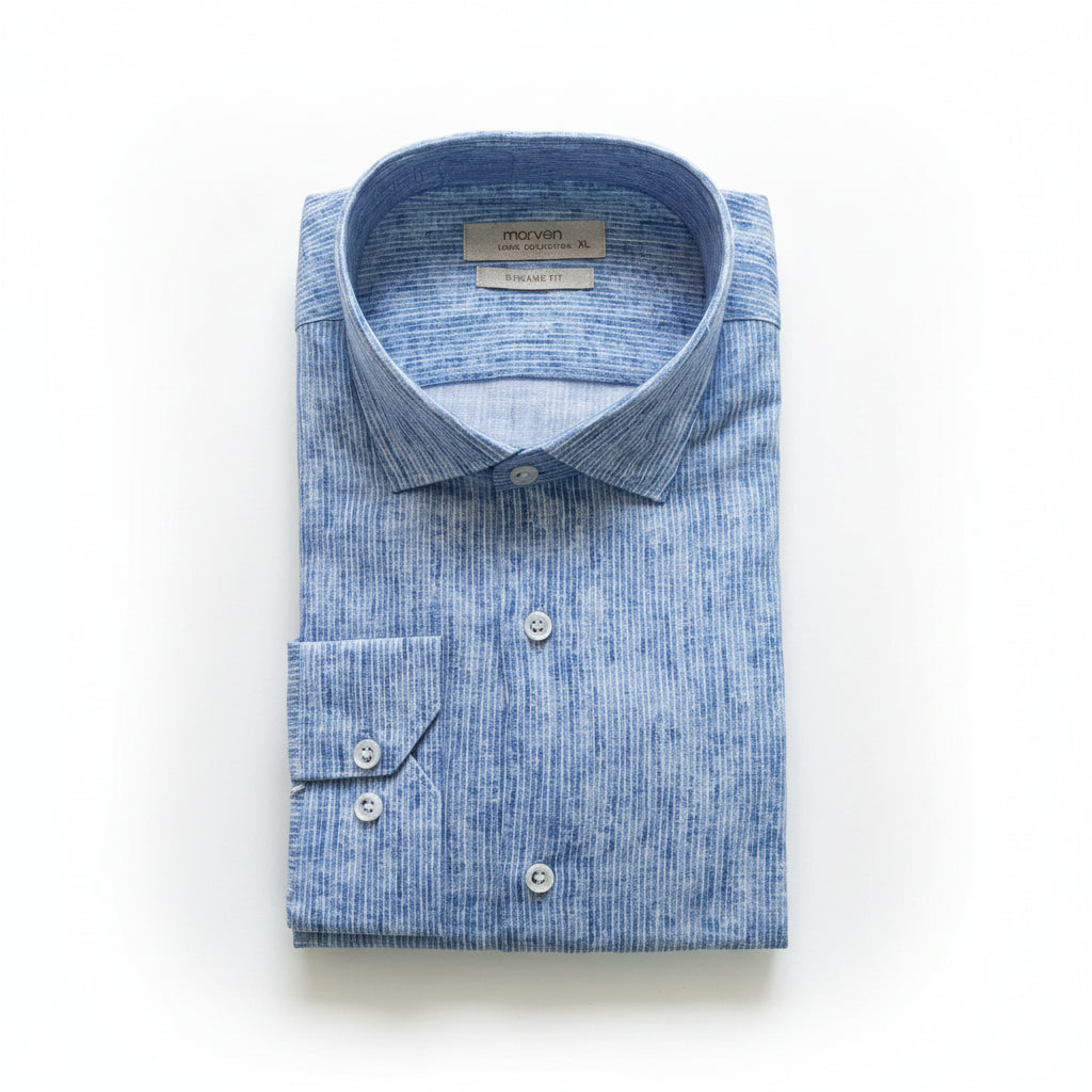 Chemise à rayures bleues en coton et lin édition Platinium - « morven » morven