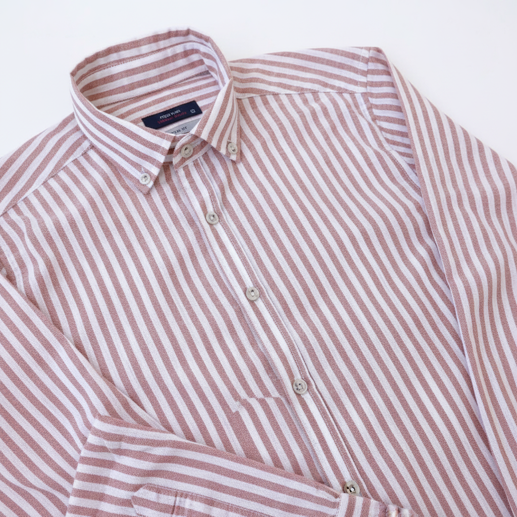 Chemise premium en coton, coupe slim à rayure marron clair, édition Platinium - "morven"