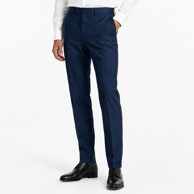 Pantalon classique bleu marine à ceinturon élastique sur les côtés, edition Premium- "morven"