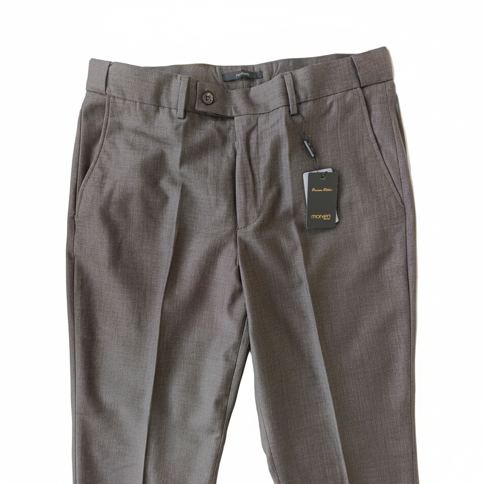Pantalon classique marron clair à ceinturon élastique sur les côtés, edition Premium - "morven"
