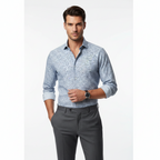 Chemise à motif gris en coton et lin, édition Platinium - "morven" morven