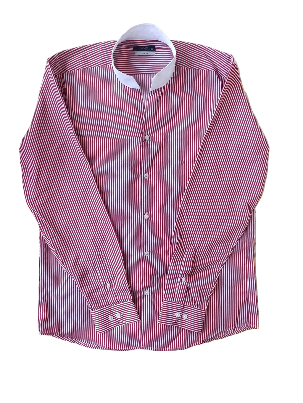 Chemise slim à col tulipe, à rayure rouge, édition Platinium - "morven" morven