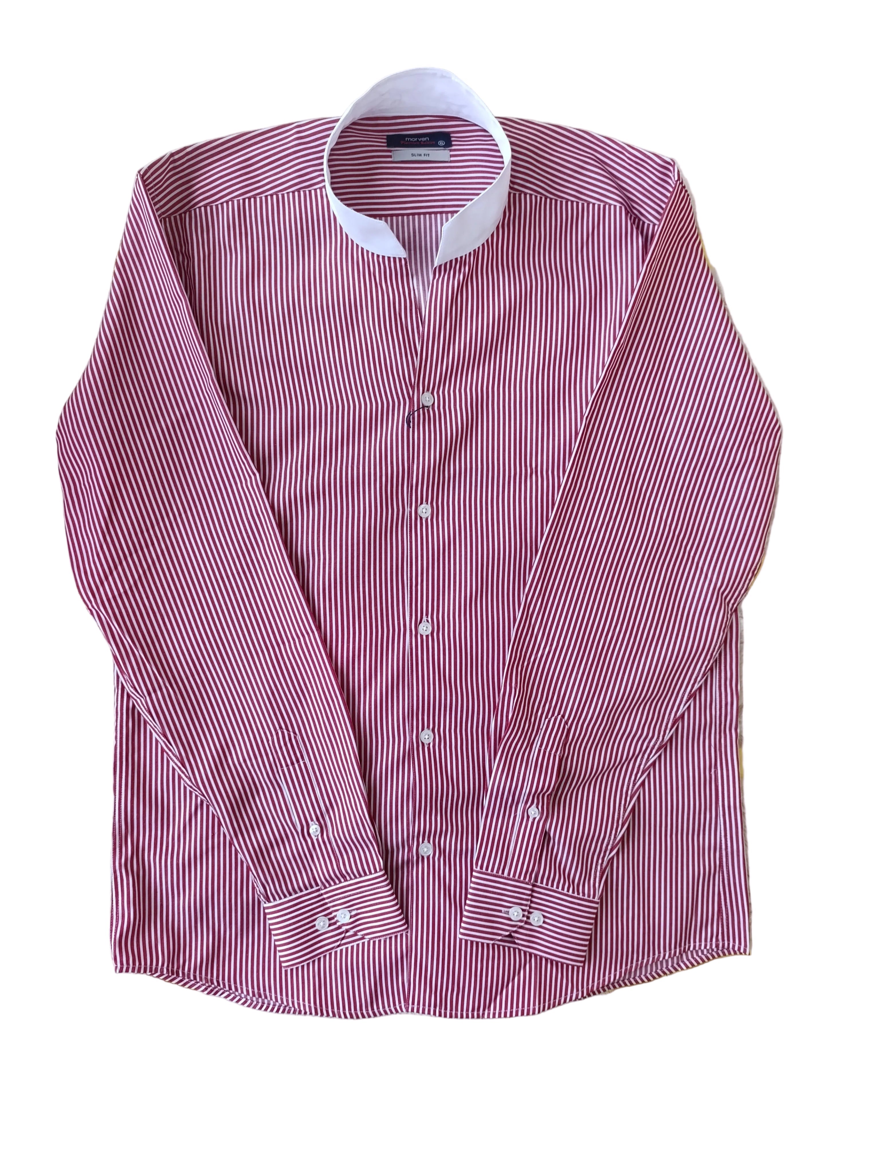 Chemise slim à col tulipe, à rayure rouge, édition Platinium - "morven" morven