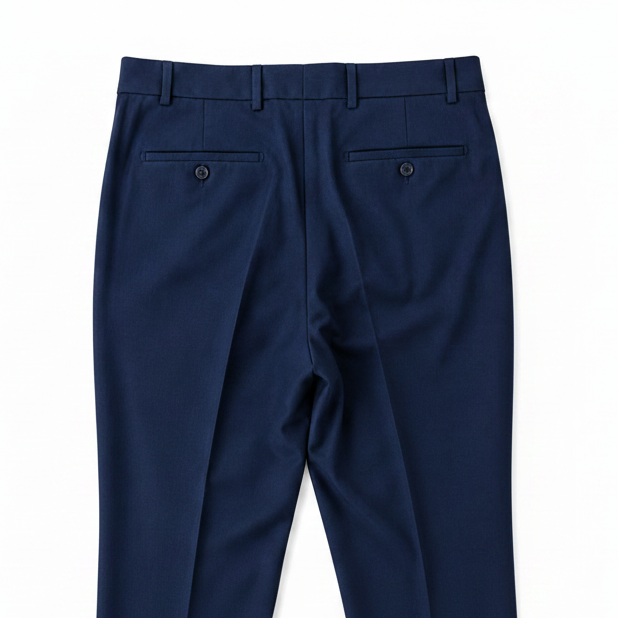 Pantalon classique bleu marine à ceinturon élastique sur les côtés, edition Premium- "morven"