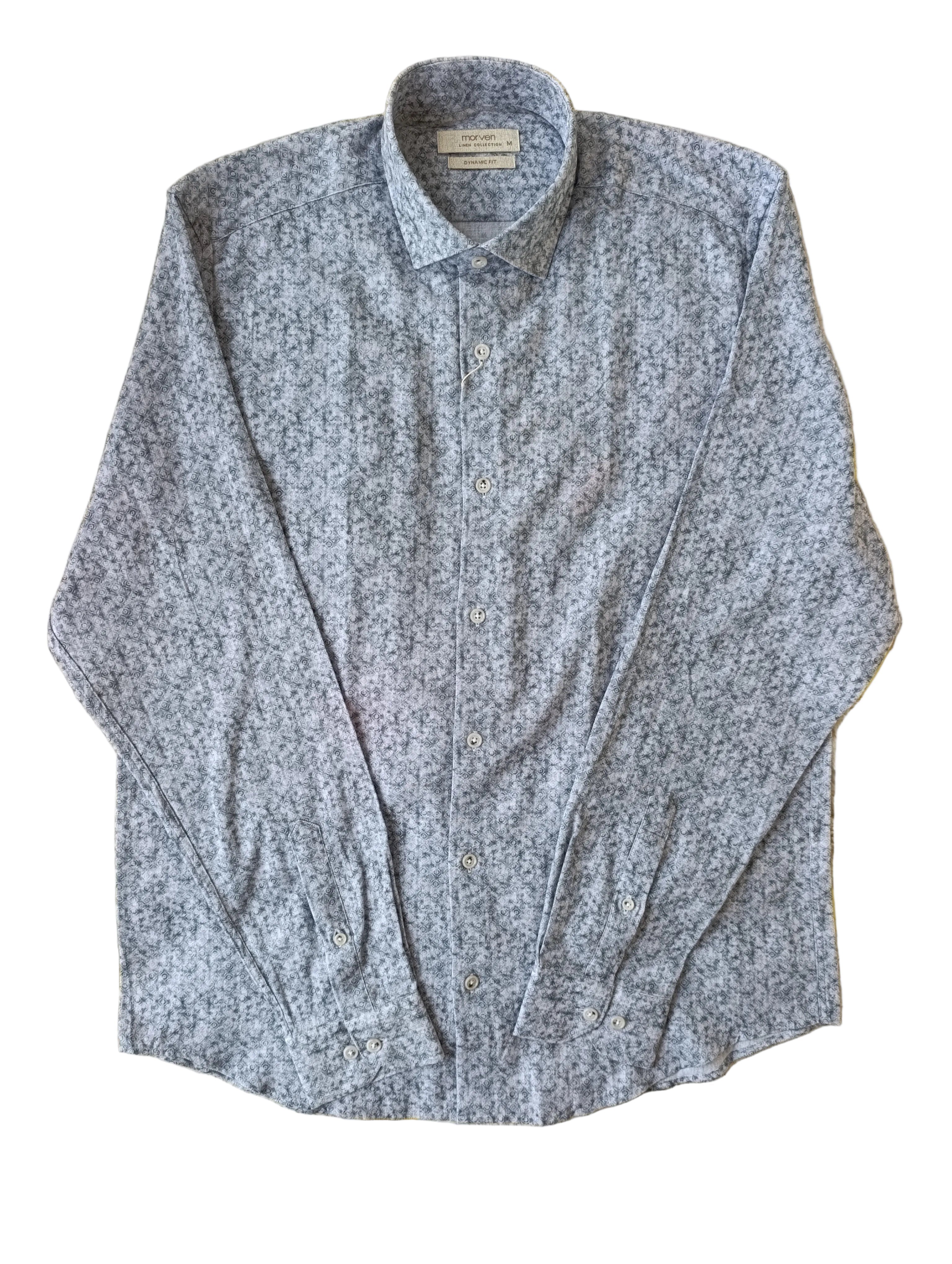 Chemise à motif gris en coton et lin, édition Platinium - "morven" morven
