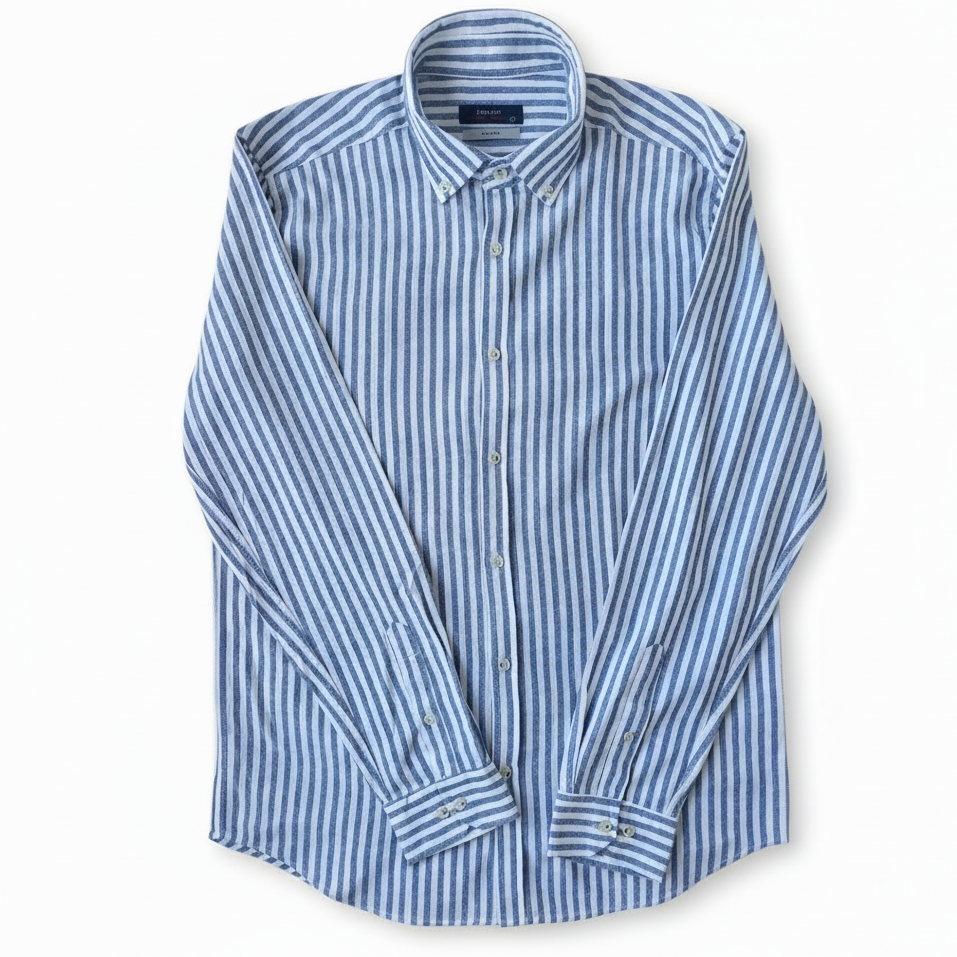 Chemise premium en coton, coupe slim à rayure bleu clair, édition Platinium - "morven" morven