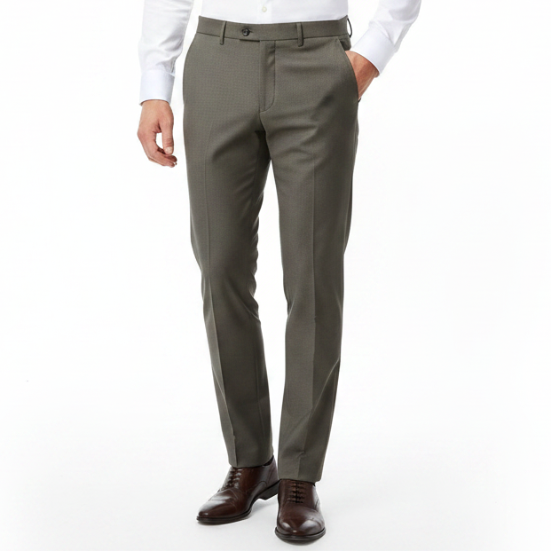 Pantalon classique marron clair à ceinturon élastique sur les côtés, edition Premium - "morven"