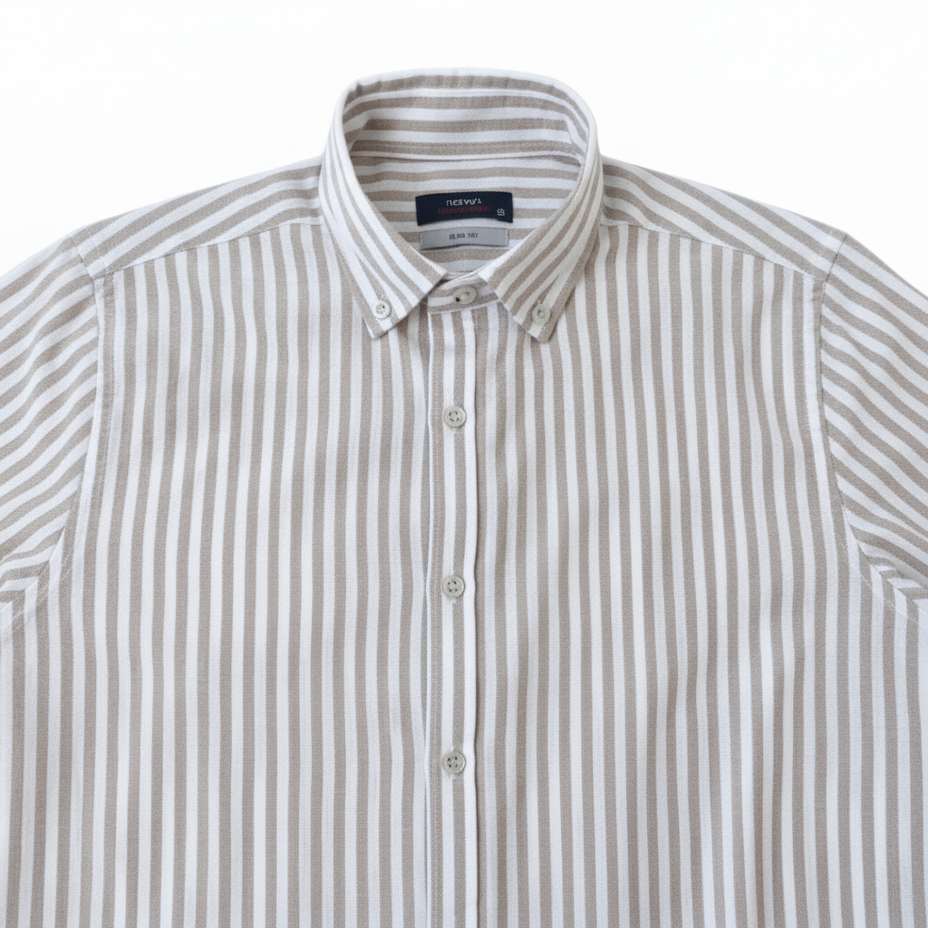 Chemise premium en coton, coupe slim à rayure kaki, édition Platinium - "morven" morven