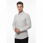 Chemise premium en coton, coupe slim à rayure kaki, édition Platinium - "morven" morven