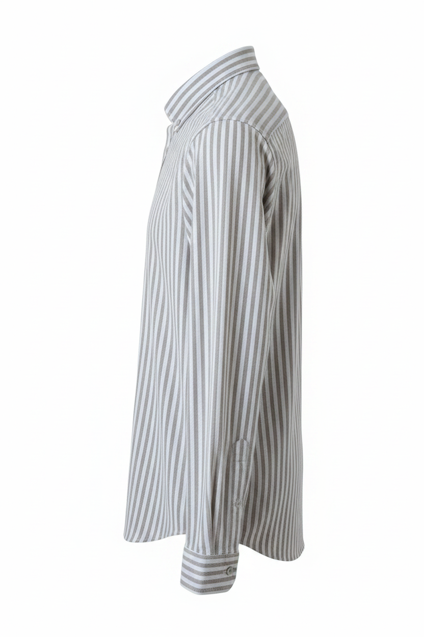 Chemise premium en coton, coupe slim à rayure kaki, édition Platinium - "morven" morven
