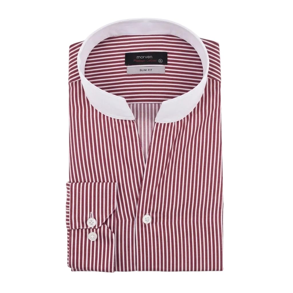 Chemise slim à col tulipe, à rayure rouge, édition Platinium - "morven" morven