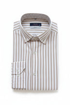 Chemise premium en coton, coupe slim à rayure kaki, édition Platinium - "morven" morven