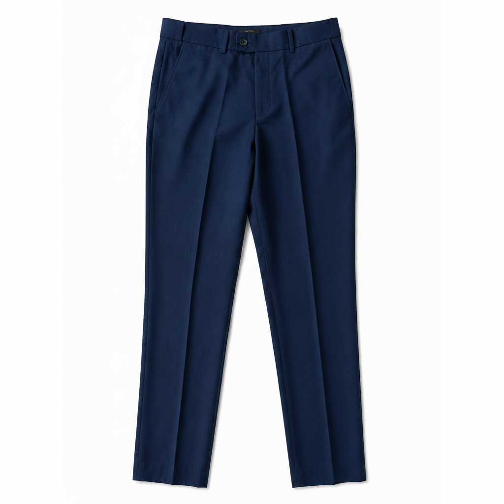 Pantalon classique bleu marine à ceinturon élastique sur les côtés, edition Premium- "morven"