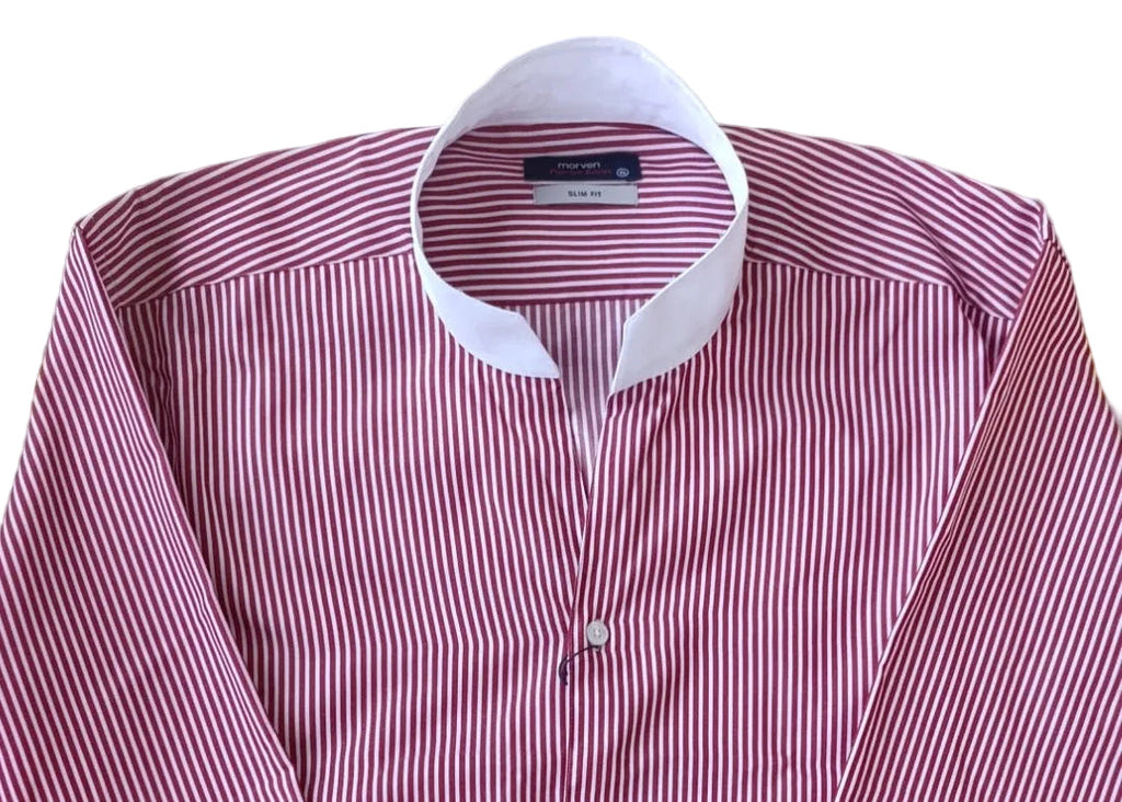 Chemise slim à col tulipe, à rayure rouge, édition Platinium - "morven" morven