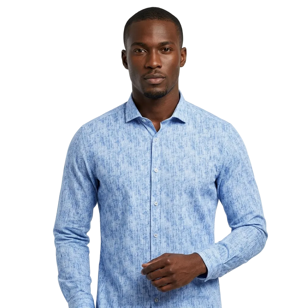 Chemise à rayures bleues en coton et lin édition Platinium - « morven » morven