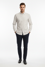 Chemise premium en coton, coupe slim à rayure kaki, édition Platinium - "morven" morven