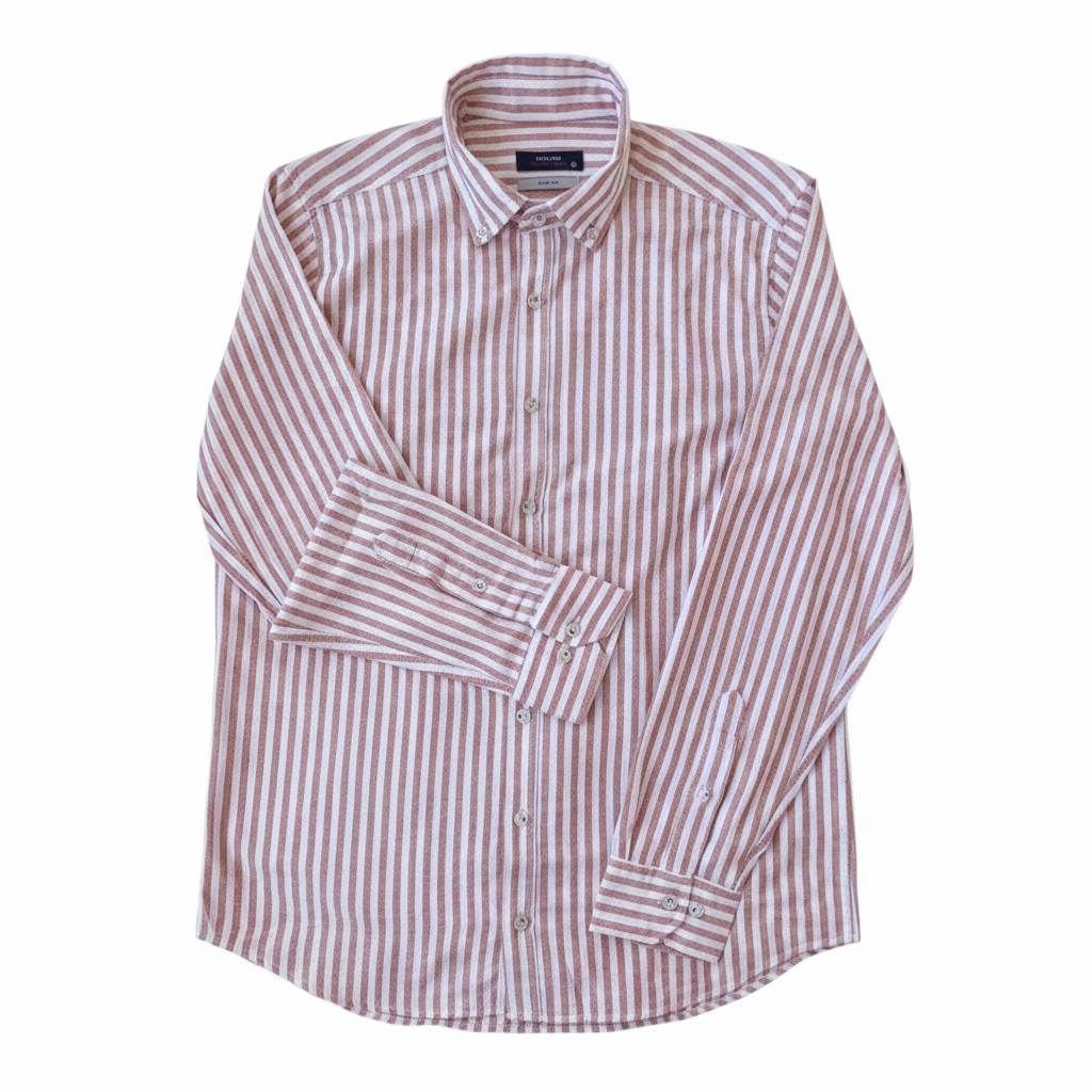 Chemise premium en coton, coupe slim à rayure marron clair, édition Platinium - "morven"