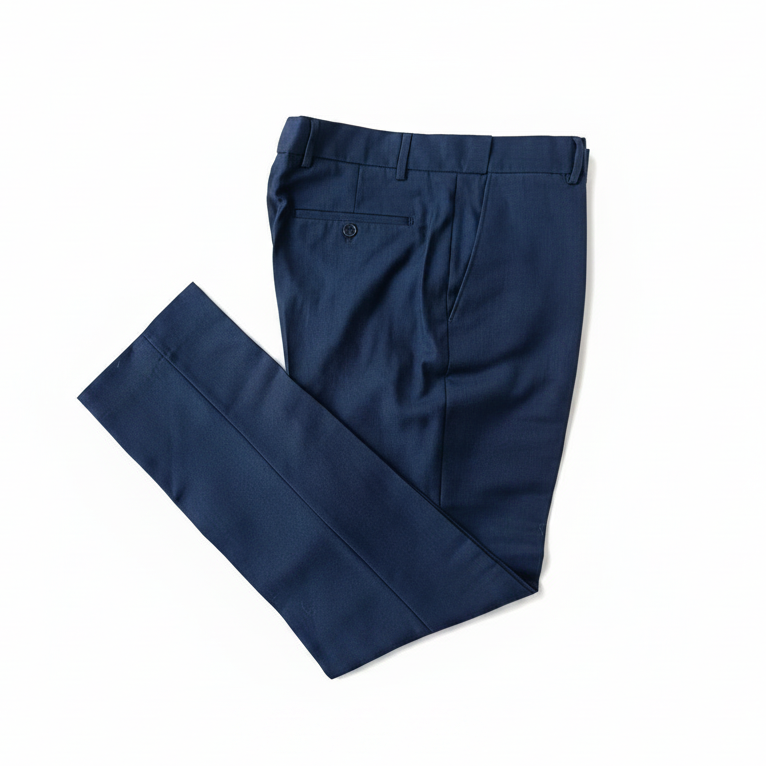 Pantalon classique bleu marine à ceinturon élastique sur les côtés, edition Premium- "morven"