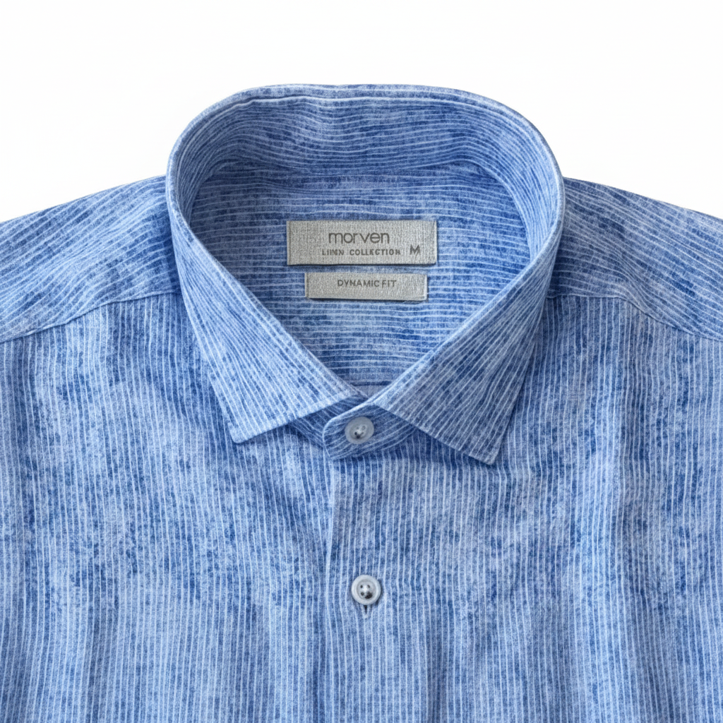 Chemise à rayures bleues en coton et lin édition Platinium - « morven » morven
