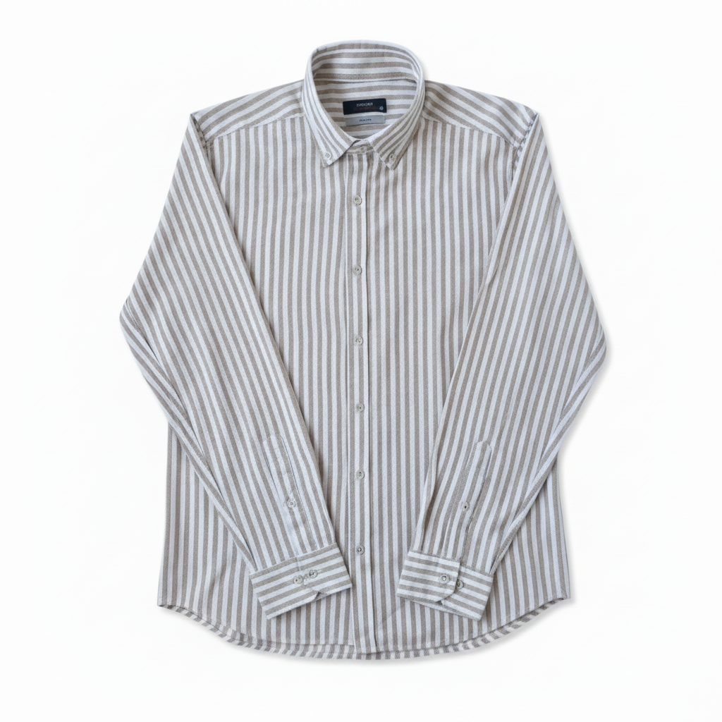 Chemise premium en coton, coupe slim à rayure kaki, édition Platinium - "morven" morven