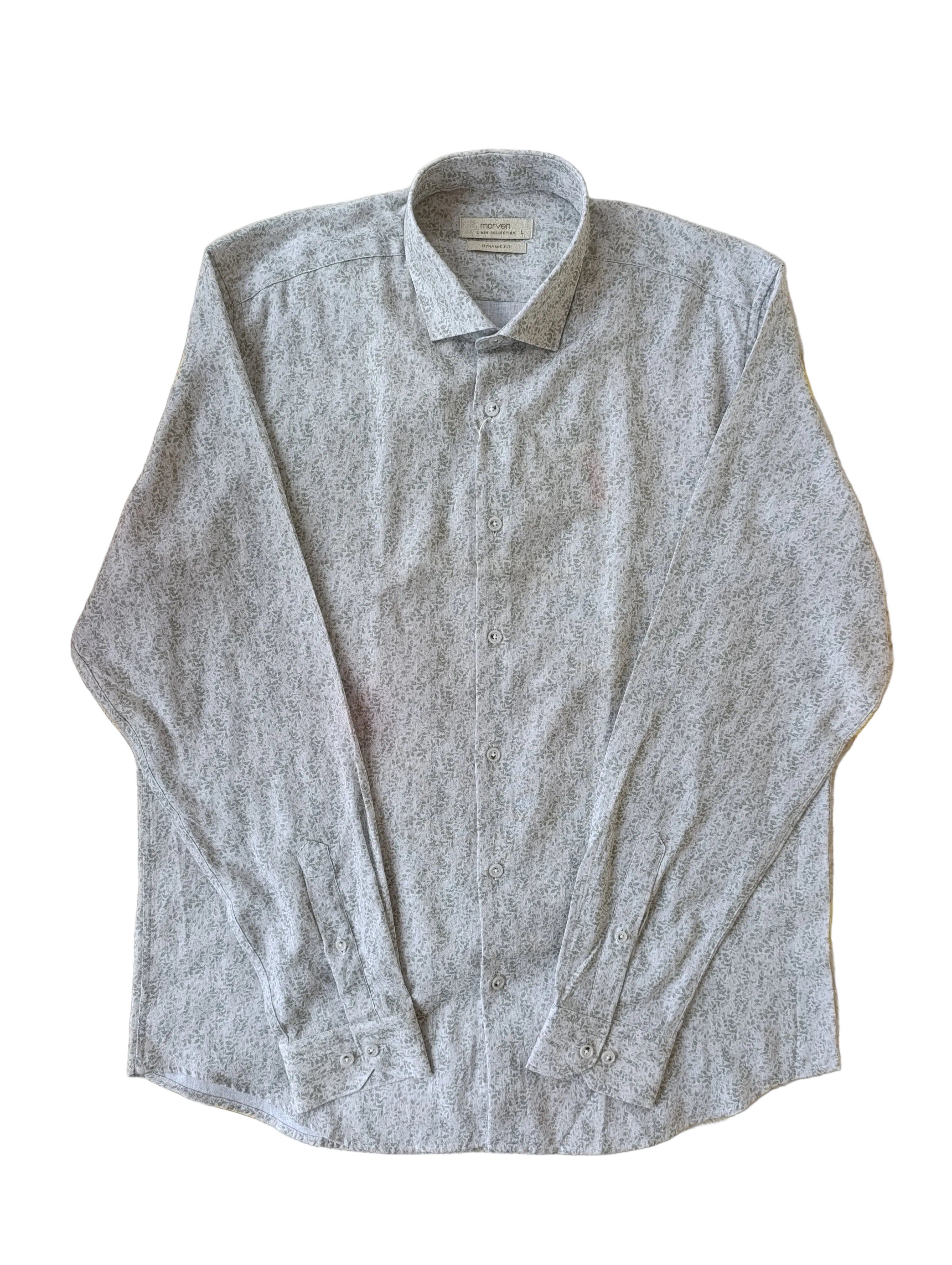 Chemise florale vert clair, en coton et lin, édition Platinium - "morven" morven